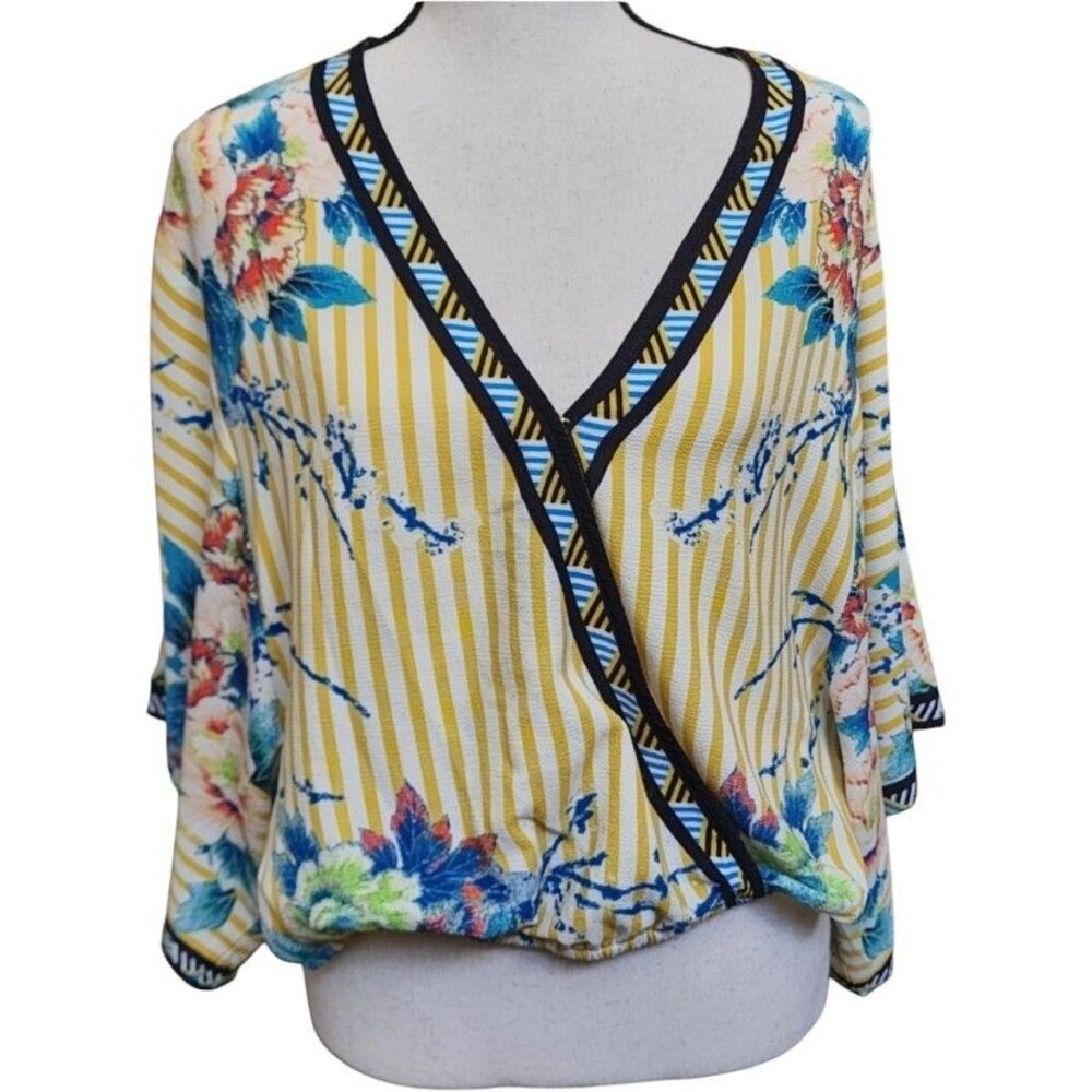 Flying Tomato Faux Wrap Blouse Size Small Boho Hippie